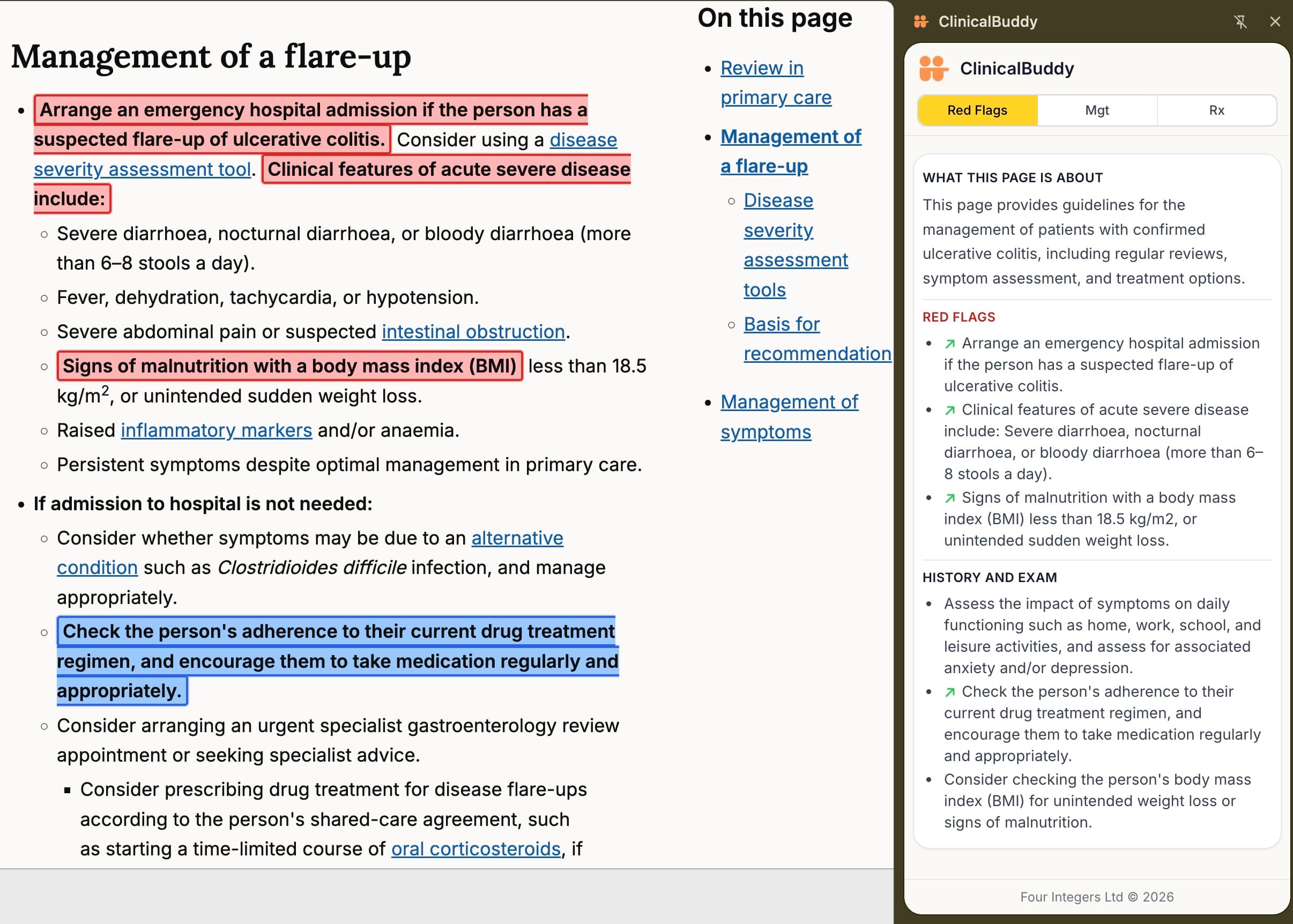 ClinicalBuddy Chrome extension side panel next to a clinical page